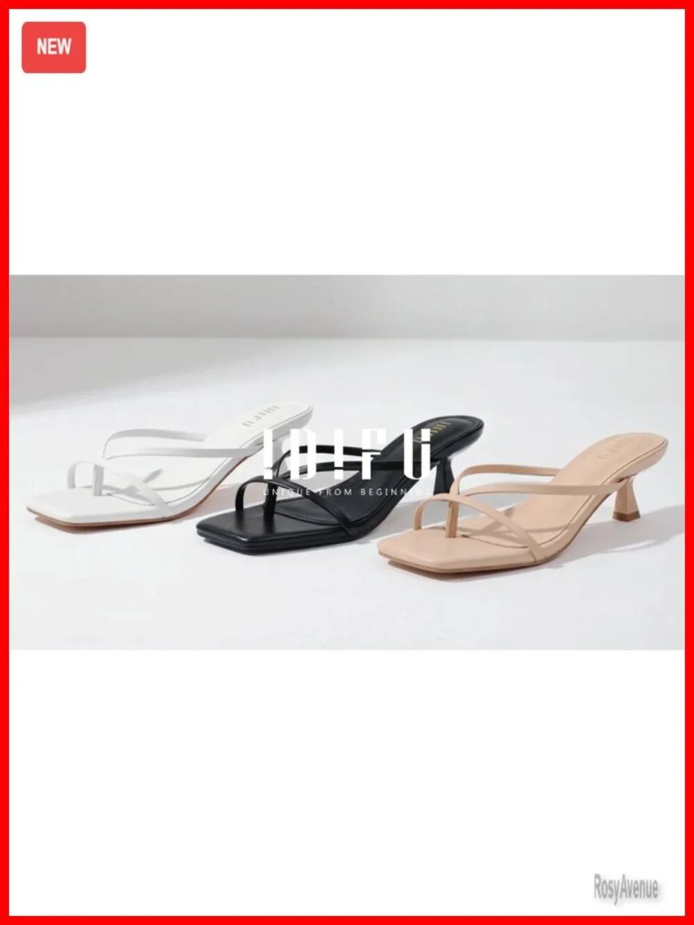 Square Open Toe Kitten Heel Flip Flop Sandals Strappy Slide Dress Shoes